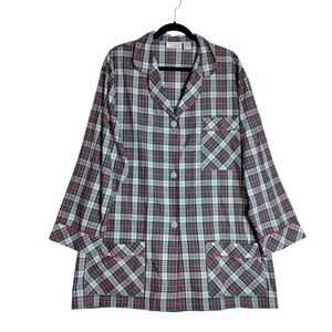 Victoria Secret Gold Lable Vintage Plaid Sleep Shirt 110% Cotton Size Large